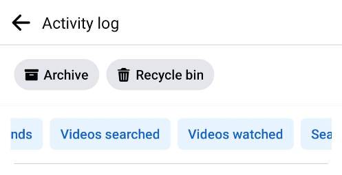 Facebook watched video history filters